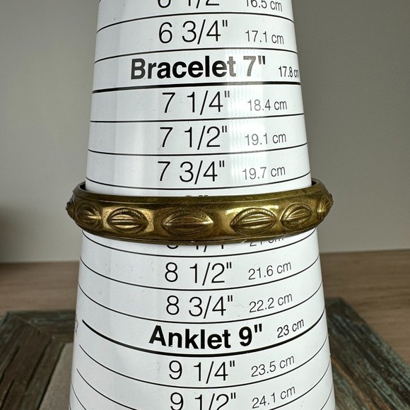 Vintage Genuine Brass Embossed Design Bangle Bracelet Handmade 8.25" - Picture 5 of 8